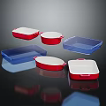 Colorful Baking Dishes Set With Red Blue Rectangular Square Oval Shapes