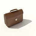 Brown Leather Briefcase With Handle And Metal Lock Clasp For Business Professional Use