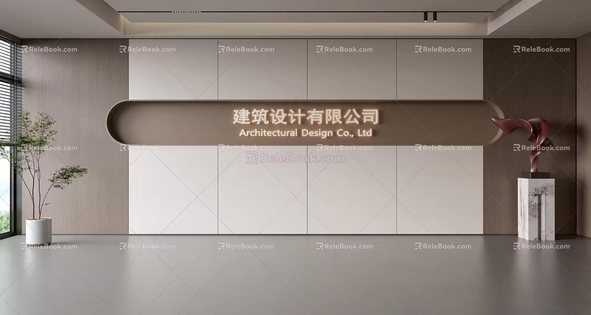 Modern Front Desk Background Wall Simple Background Wall Front Desk Reception Area Background Wall Company Front Desk Background Wall 3d model