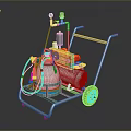 Mobile Home Cleaning Cart With Pressure Tank Hoses And Wheels