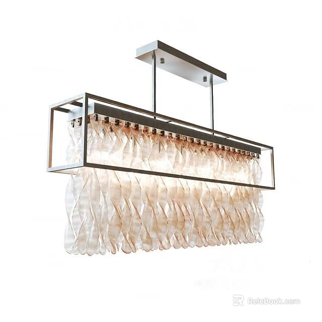 Modern Chandelier With Metal Frame And Transparent Leaf Shaped Decorations 3d model