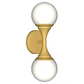 Modern Double Sphere Wall Lamp With Golden Metal Bracket And White Shades