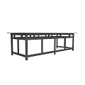 Sturdy Industrial Gray Metal Workbench With Perforated Top And Support Legs