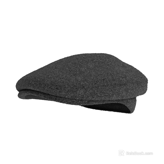 Stylish Black Beret Hat With Soft Woolen Fabric For Daily Fashion Accessory 3d model 