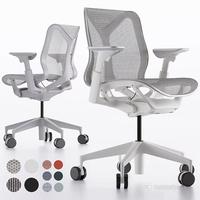 Ergonomic Mesh Office Chair With Adjustable Arms Multiple Color Options And Swivel Base 3d model 