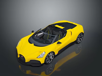 Yellow Convertible Sports Car With Black Accents And Modern Design Wheels 3d model