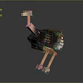 Pixel Art Ostrich 3D Model in Standing Pose with Digital Rendering and Stylized Design 3d model
