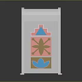 White Trash Can With Colorful Geometric Patterns And Modern Decorative Design