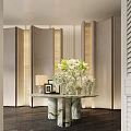 Modern Hotel Lobby Front Desk Background End View Desk Floriculture Combination 3d model