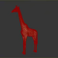 Giraffe With Long Neck And Spotted Pattern Standing On Shiny Floor Against Grey Background