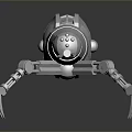 Metallic Spherical Mechanical Robot Featuring Multiple Mechanical Legs And Reflective Surface