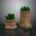 Fresh Green Cucumbers Displayed In Burlap Sacks With Scattered Ones Around