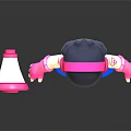 Cartoon Girl Character In Pink Star Dress With Headphones And Pink Hat