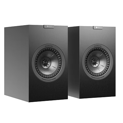 Sleek Black Dual Audio Speakers With Round Drivers And Modern Design 3d model