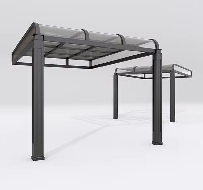 Outdoor Canopy With Sturdy Metal Frame And Transparent Roof For Sun Shade 3d model
