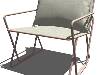 Stylish Modern Armchair With Light Fabric Cushion And Pink Metal Frame 3d model