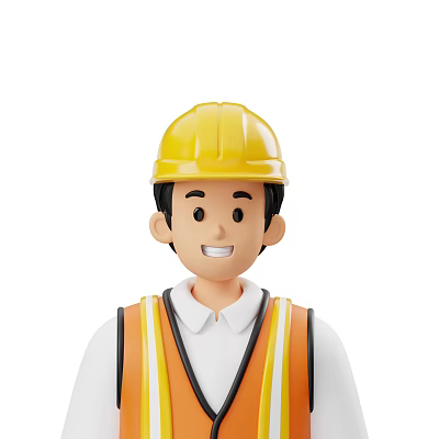 Man Wearing Yellow Hard Hat And Orange Safety Vest As Construction Worker 3d model