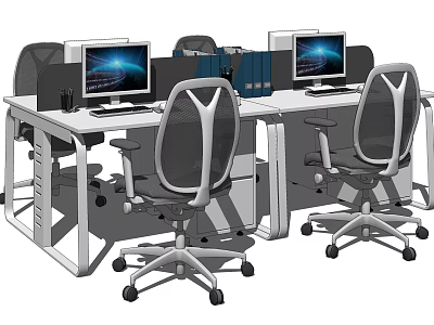 Modern Office Desk and Chair Staff Office Desk and Chair Workstation Computer Desk 3d model