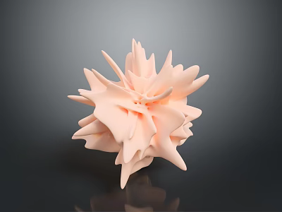 3D Rendered Pink Spiky Sea Anemone Aquatic Creature on Dark Reflective Background 3d model