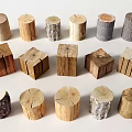 Stone Wood Decorative Blocks With Cylindrical Square Shapes And Natural Textures