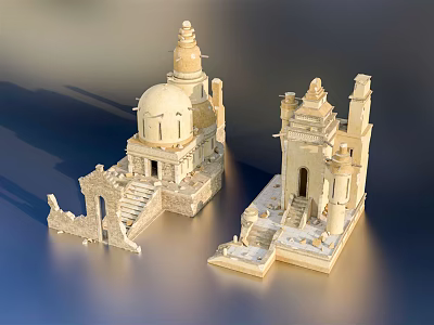 European Architecture Models Featuring Dome Tower Steps Arches And Classical Design Details 3d model