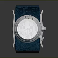 Wrist Watch with Blue Leather Strap Silver Dial Roman Numerals and Classic Design