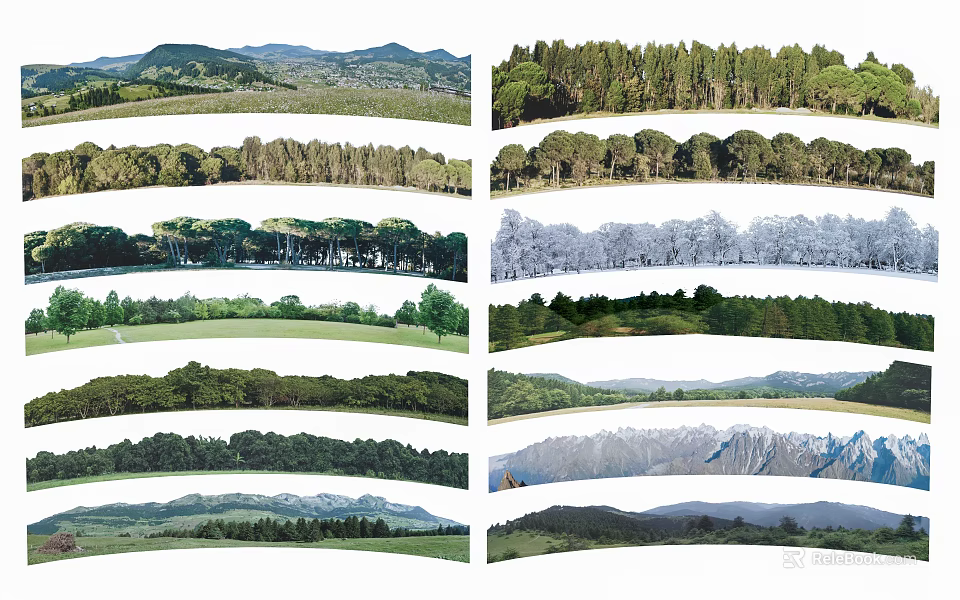 Natural Scenery Wall Mural With Mountains Forests Grasslands And Snowy Landscapes 3d model 