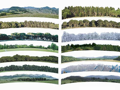 Natural Scenery Wall Mural With Mountains Forests Grasslands And Snowy Landscapes 3d model