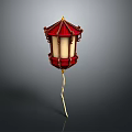 Traditional Chinese Red Lantern With Golden Decorations Pointed Top And White Panels