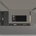 Modern Minimalist TV Wall Design With Built in TV White Panels Wooden Accents And Fireplace