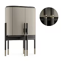 Elegant Modern Chest of Drawers With Light Beige Body Black Metal Handles And Legs