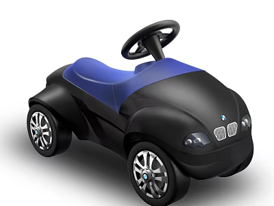 Kids Ride On Black and Blue Electric Toy Car with Steering Wheel and Comfortable Seat 3d model