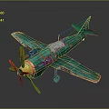 Vintage Green Propeller Airplane Model With Orange Propeller Yellow Nose Worn Details And Aerospace Theme