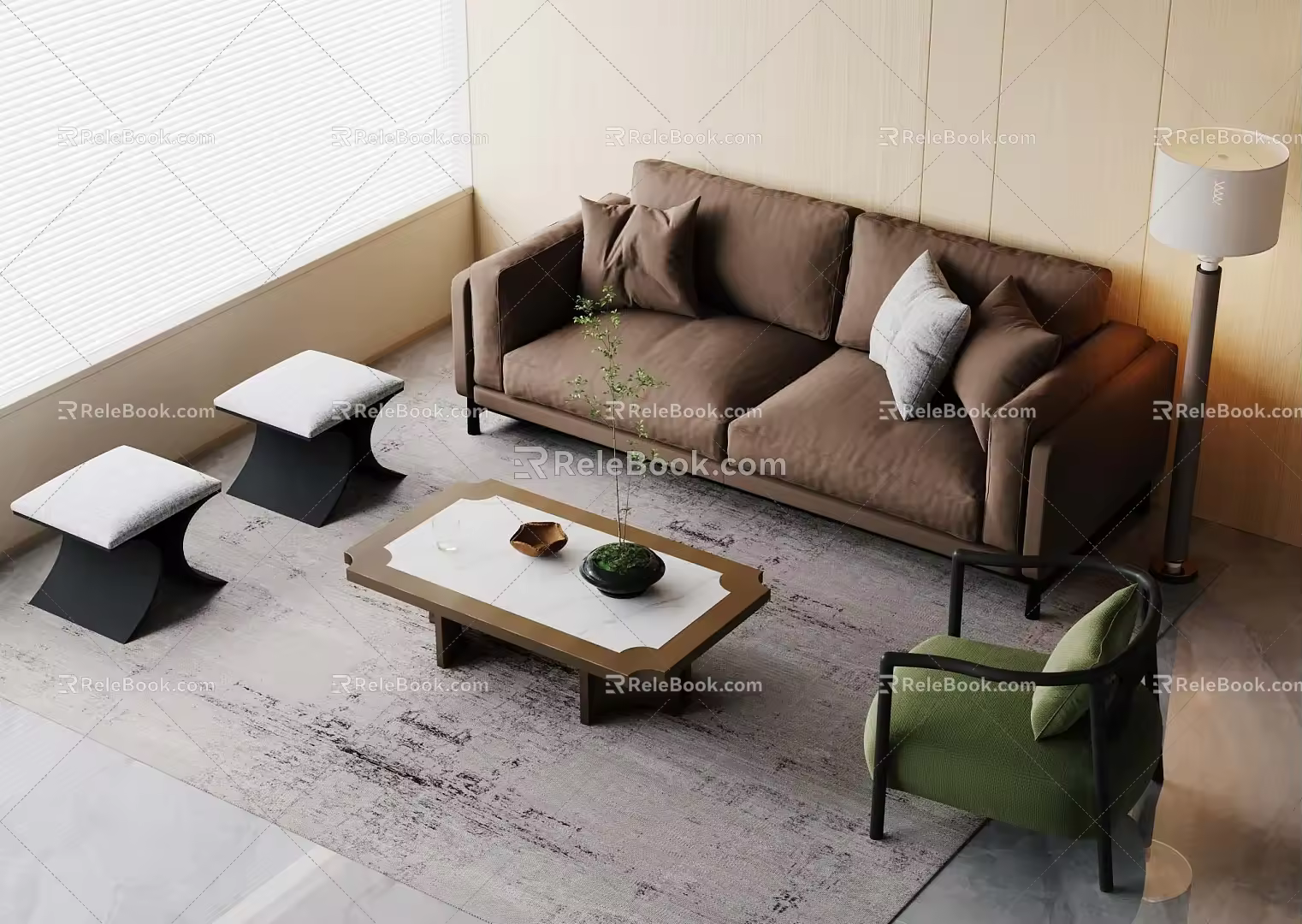 Modern sofa coffee table combination 3d model