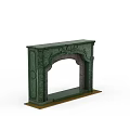 Green Fireplace Mantel With Intricate Carved Patterns And Classical Style Design 3d model