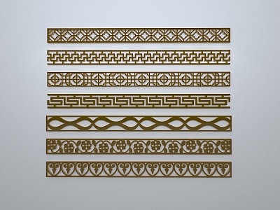 Chinese-style window grilles silhouette pane window sill border openwork window 3d model