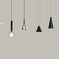 Modern Pendant Lights Featuring Various Shapes And Styles On Light Wall 3d model