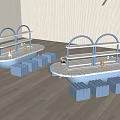 Feng Kindergarten Classroom Science Room Exploration Room Tables and Chairs 3d model