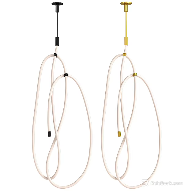 Modern Rope Design Chandeliers With Black And Gold Accents For Interior 3d model 