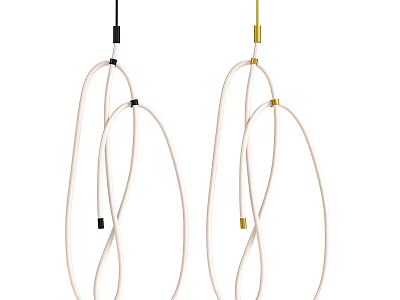 Modern Rope Design Chandeliers With Black And Gold Accents For Interior 3d model