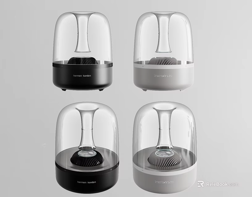 Modern Transparent Dome Design Speakers In Black And White Stylish Look 3d model 