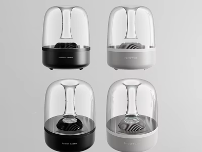 Modern Transparent Dome Design Speakers In Black And White Stylish Look 3d model
