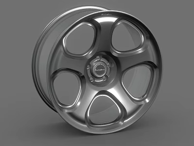 Silver Automotive Tire Wheel Rim With Five Spoke Design And Metallic Finish 3d model