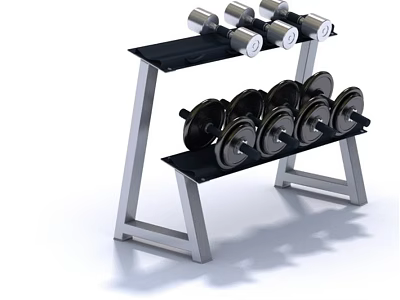 Sturdy Fitness Dumbbell Rack With Multiple Dumbbells For Home Gym Use 3d model