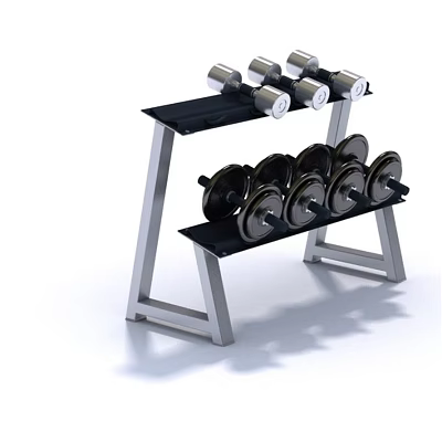 Sturdy Fitness Dumbbell Rack With Multiple Dumbbells For Home Gym Use 3d model