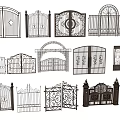 Various Wrought Iron Entrance Gates With Ornate Patterns Arch Top And Decorative Details