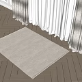 Light colored Square Rug on Wooden Floor with White Curtains and Sunlight