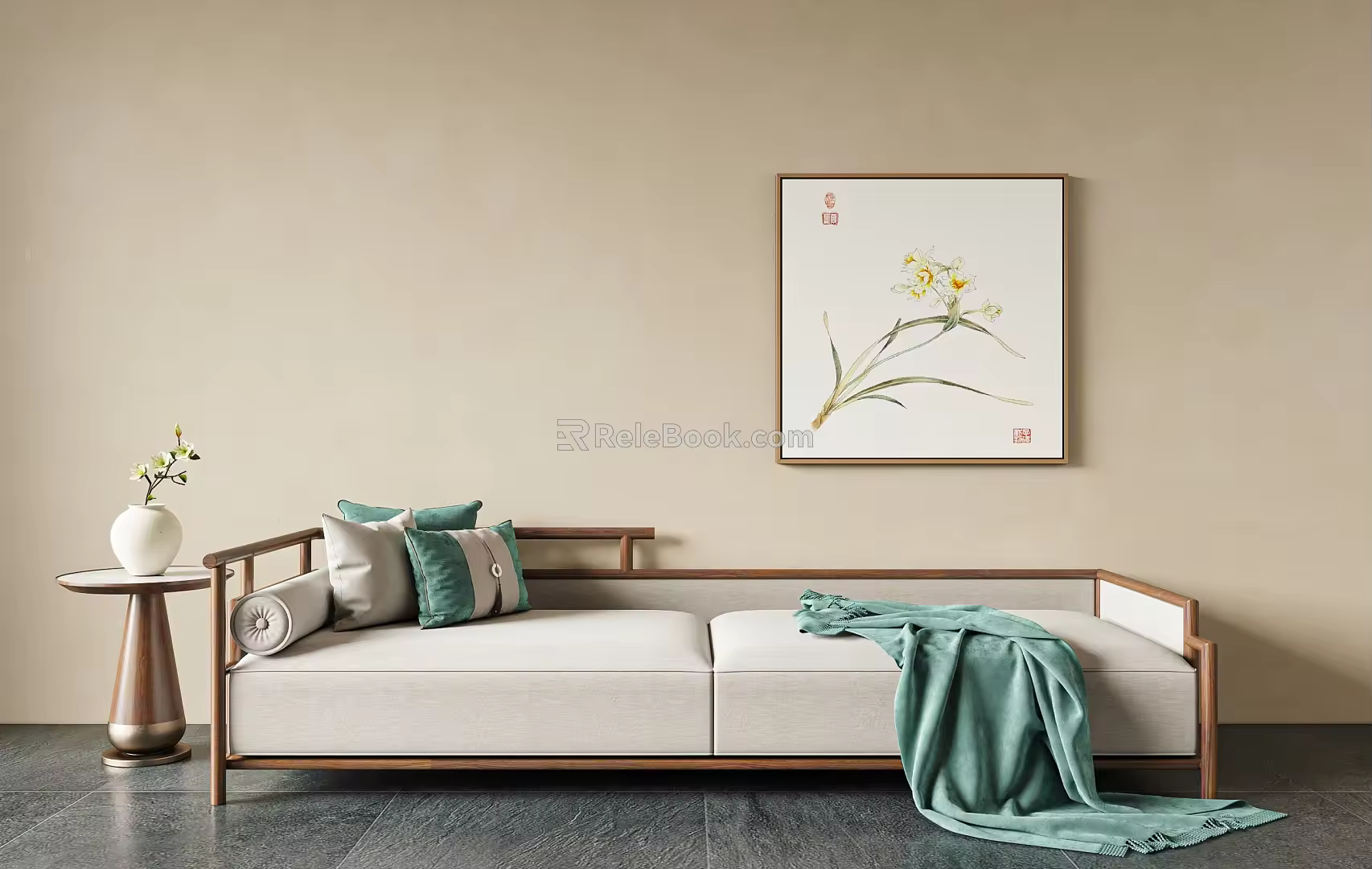 New Chinese-style double sofa 3d model