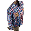 Stylish Men's Plaid Shirt With Elbow Patches And Brown Pants Outfit