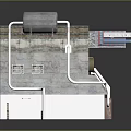 Detailed Architectural Building Model with Pipeline System Water Tank and Roof Structure